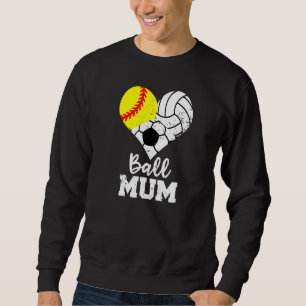 Sweatshirt Ball Mum Coeur Softball Volleyball Soccer Mum