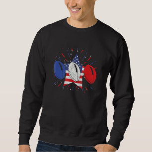 Sweatshirt Ballons de Rugby Drapeau Américain US Football Am