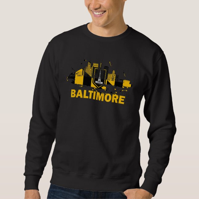 Sweatshirt Baltimore City Drapeau Centre Skyline Baltimore Sk (Devant)