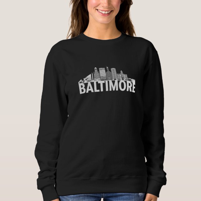 Sweatshirt Baltimore Maryland City Skyline Silhouette Outline (Devant)