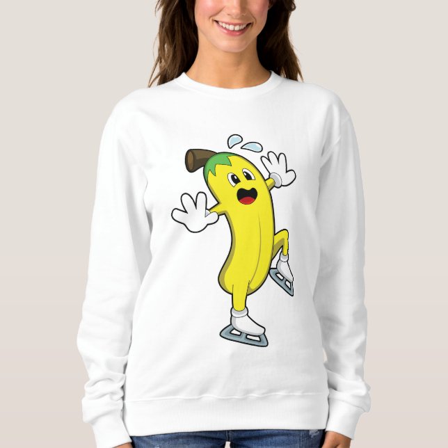 Sweatshirt Banane au patinage sur glace avec patins sur glace (Devant)