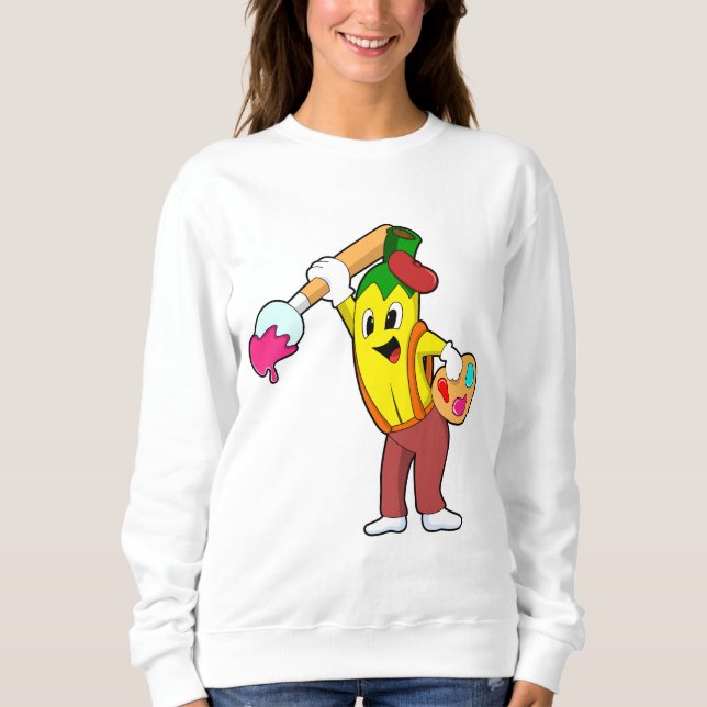 Sweatshirt Banane en peintre avec pinceau (Devant)