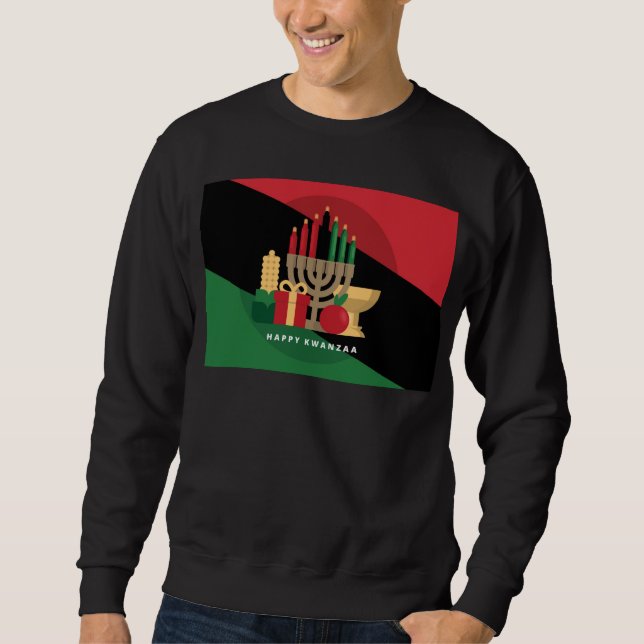 Sweatshirt bande diagonale Happy Kwanzaa (Devant)