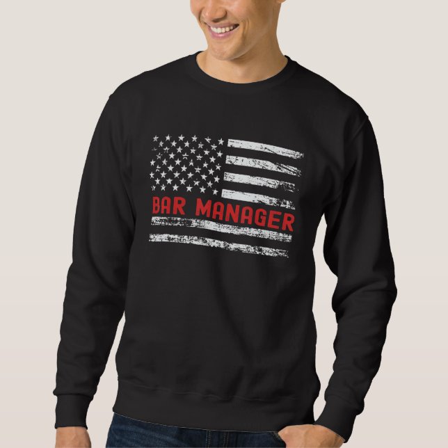 Sweatshirt Bar Manager USA Flag Profession Retro Job Title (Devant)