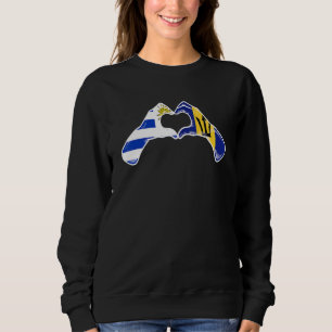 Sweatshirt Barbade Uruguay Drapeau Barbadien Uruguayen Cœur 1