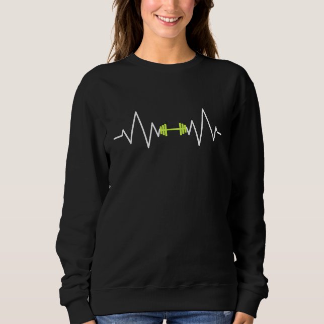 Sweatshirt Barbell Weightlifting Heartbeat  Bodybuilding  Yel (Devant)