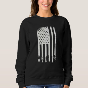 Sweatshirt Barber Américain Drapeau Coiffeur Patriotique Vint