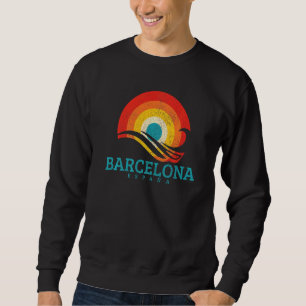 Sweatshirt Barcelona Espana Espagne Vintage Wave Surf