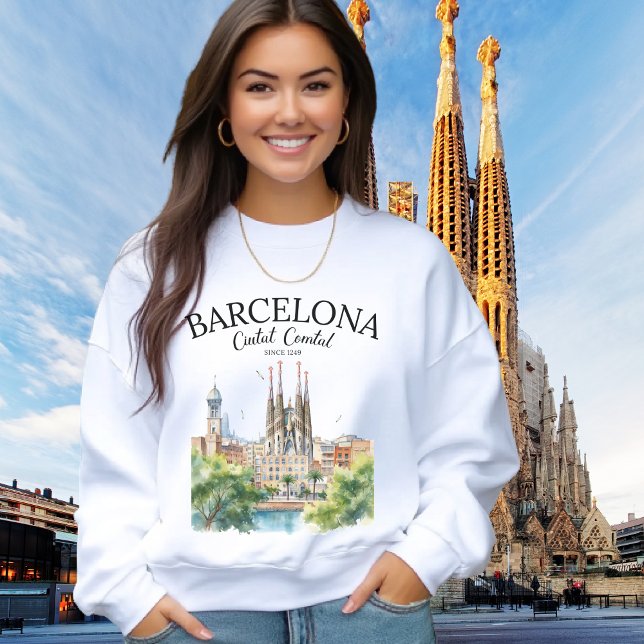 Sweatshirt Barcelona Landscape – Iconic Cathedral & City  (Créateur téléchargé)