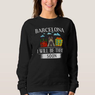 Sweatshirt Barcelone Espagne Ville Skyline Carte Voyage