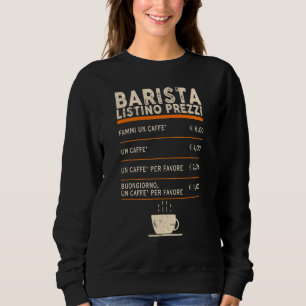 Sweatshirt Barista Tarifs Menu Café Bar Vintage