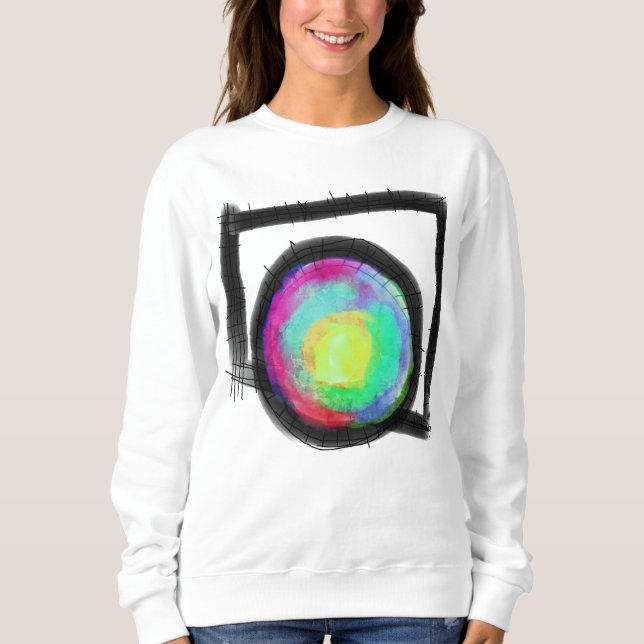 Sweatshirt Barre ronde dans un trou Carré Art Abstrait à port (Devant)