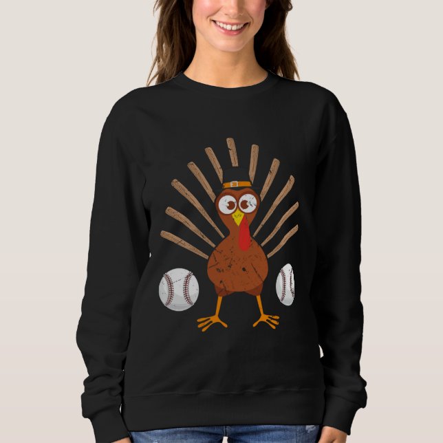 Sweatshirt Baseball Bat Turkey Thanksgiving (Devant)