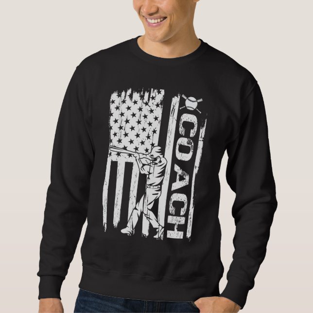 Sweatshirt Baseball Coach USA Flag Baseball Trainer Coaching (Devant)