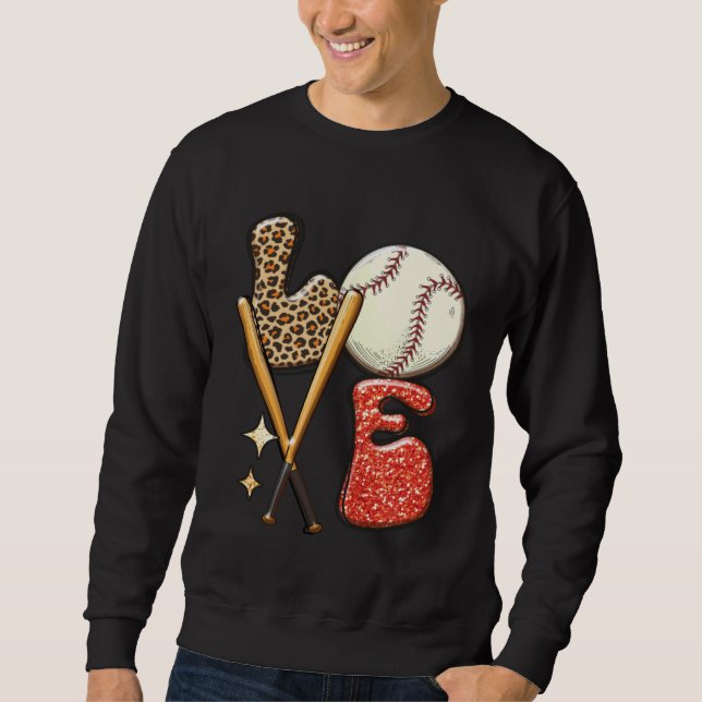 Sweatshirt Baseball LOVE Baller Mom Leopard Print Softball Ga (Devant)