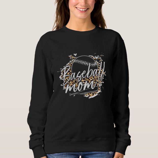 Sweatshirt Baseball Mom Leopard Pattern Baseball Mother (Devant)