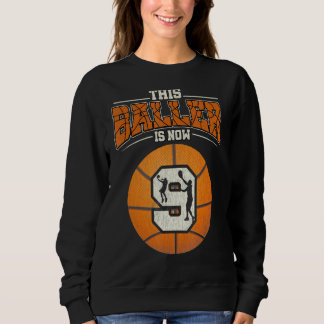 Sweatshirt Basket-ball 9e Anniversaire Garçon Bball 9 ans O