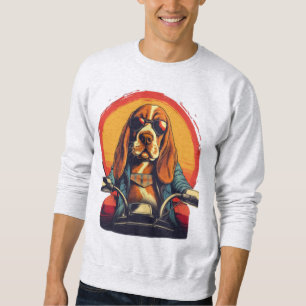 Sweatshirt basset cool hound biker au coucher du soleil