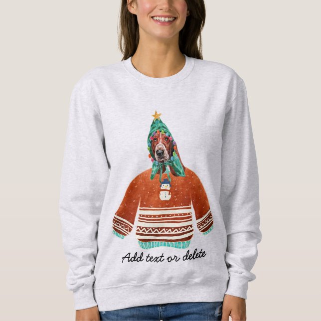 Sweatshirt Basset Hound Chien Vilain Chien de Noël Chien Mama (Devant)