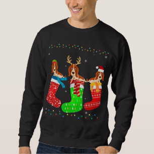 Sweatshirt Basset Hound Dog dans les Chaussettes de Noël Drôl