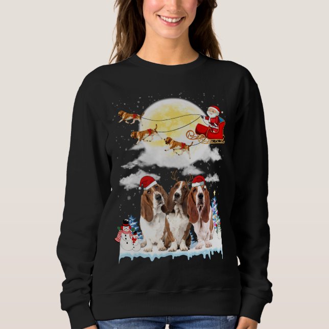Sweatshirt Basset Hound Dog Père Noël Sleigh Christmas Lover (Devant)