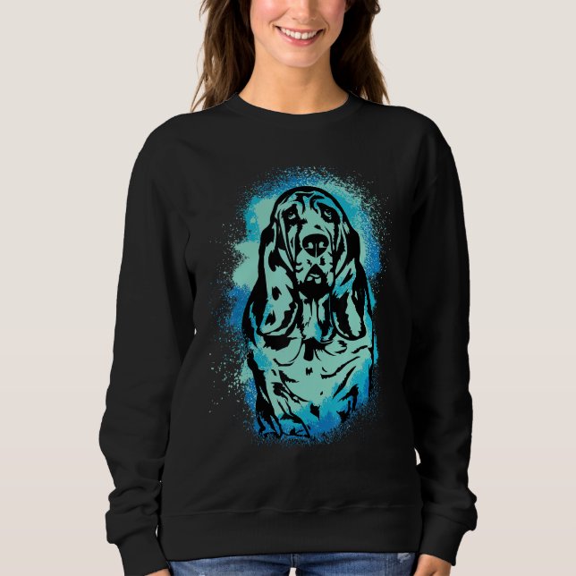 Sweatshirt Basset Hound Paint Blue Design Dog Mom Dad (Devant)