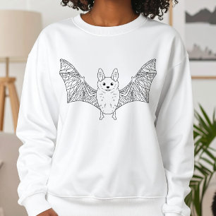 Sweatshirt Bat Cute Avec Ailes Ouvertes Ligne Simple Art Hall