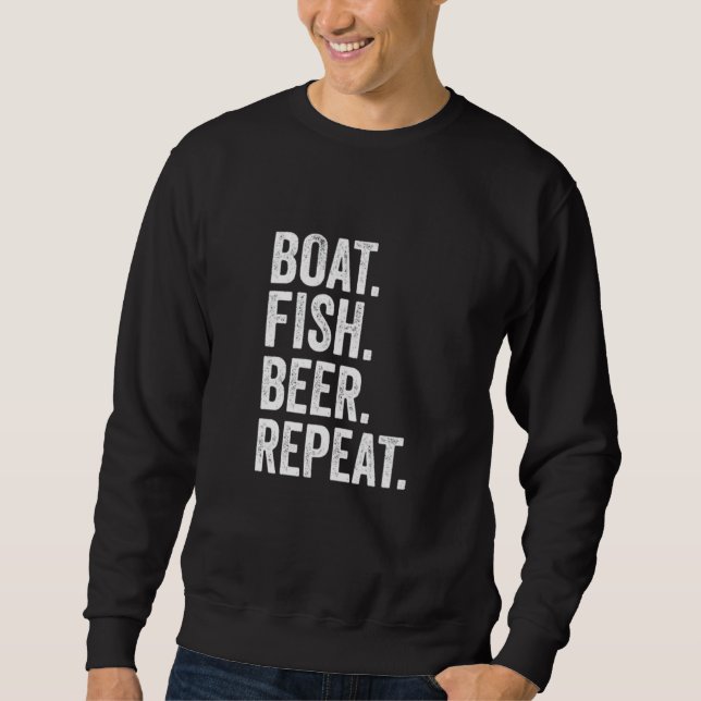 Sweatshirt Bateau Poisson Bière Répéter Boire Pêche Appât Lac (Devant)
