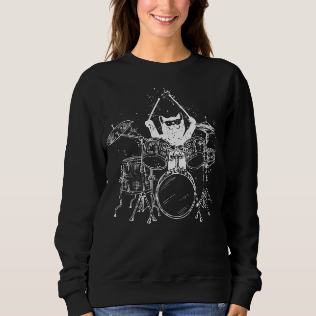 Sweatshirt Batterie de chat Jouer des tambours femmes (Devant)