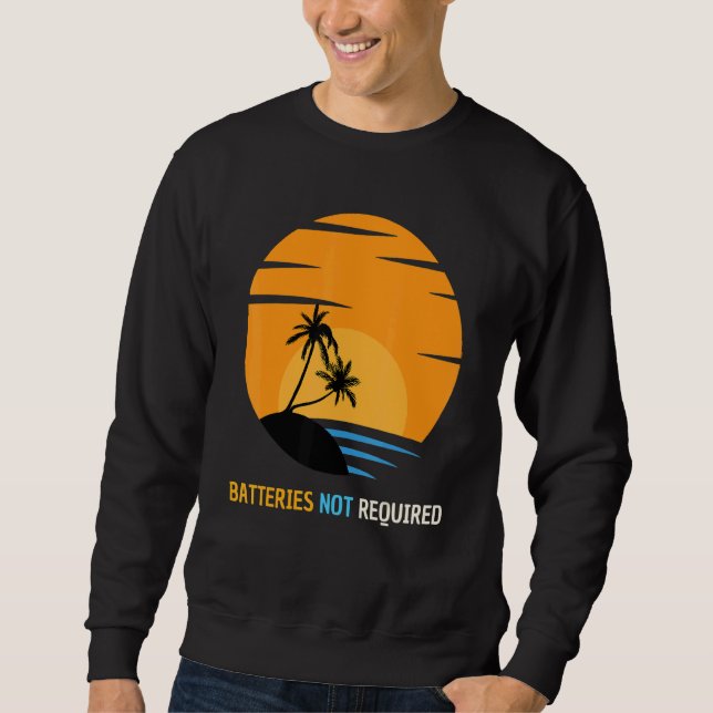 Sweatshirt Batteries Pas Requises Palm Imprimer Plage Vacance (Devant)