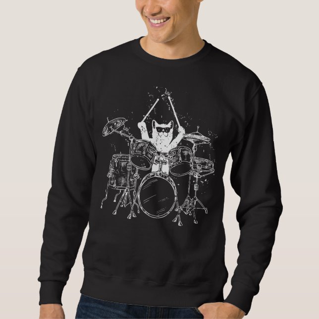 Sweatshirt Batteur de chats Jouer des tambours Hommes (Devant)