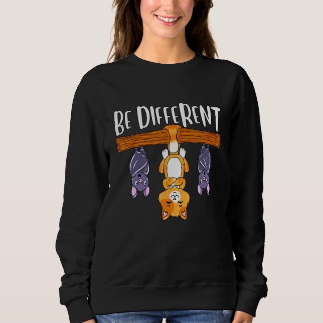 Sweatshirt Be different cat with bat on a branch white (Devant)