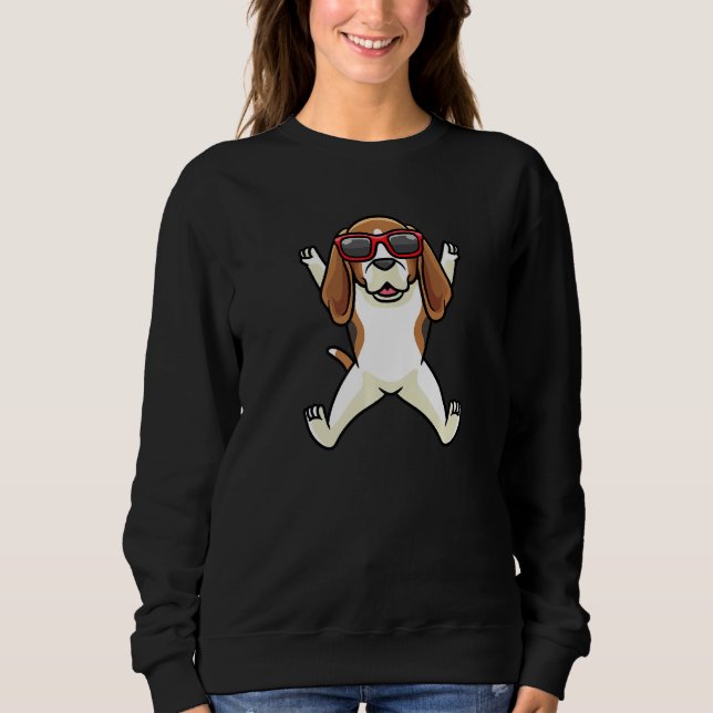 Sweatshirt Beagle Dog English Beagle With Sunglasses Dancing  (Devant)