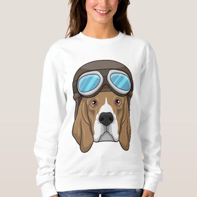 Sweatshirt Beagle en tant que pilote avec casquette pilote (Devant)