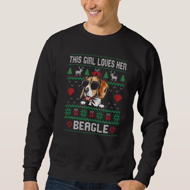 Sweatshirt Beagle Girl Cool Ugly Christmas for Dog Mom Premiu (Devant)