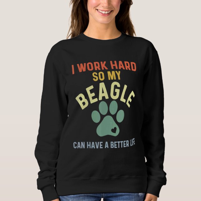 Sweatshirt Beagle Papa Retro Beagle Pour Hommes Je Travaille  (Devant)