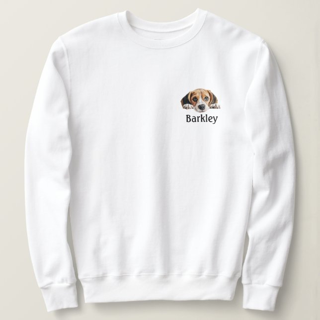 Sweatshirt Beagle Peeking Personnalisé Minimal (Design devant)