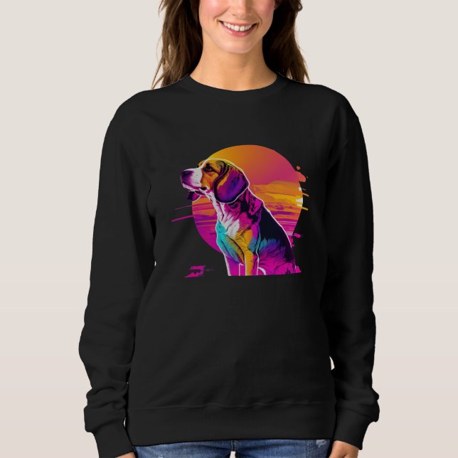 Sweatshirt Beagle Synthwave 80s Retrowave Aesthetic (Devant)