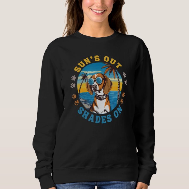 Sweatshirt Beagle With Sunglasses on the Beach Sun s Out Shad (Devant)