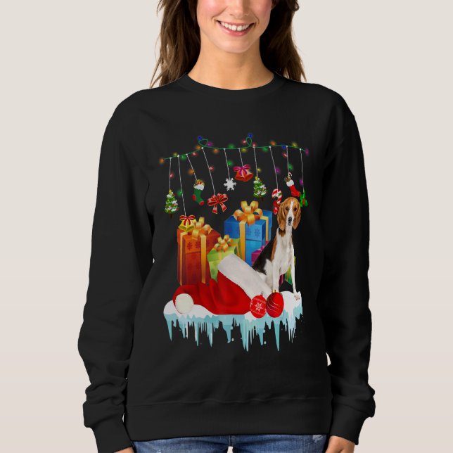Sweatshirt Beagle Xmas Chien Santa Hat Appel (Devant)