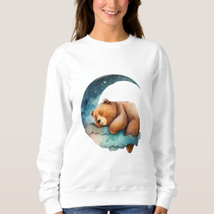 Sweatshirt Bear en peluche mignonne dormant sur la lune du cr