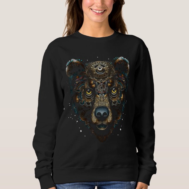 Sweatshirt Bear Mandala Fantasy Art - Animal Motif Bear (Devant)