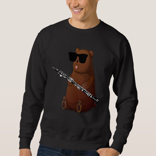 Sweatshirt Bear Wearing Sunglasses Playing Oboe (Devant)