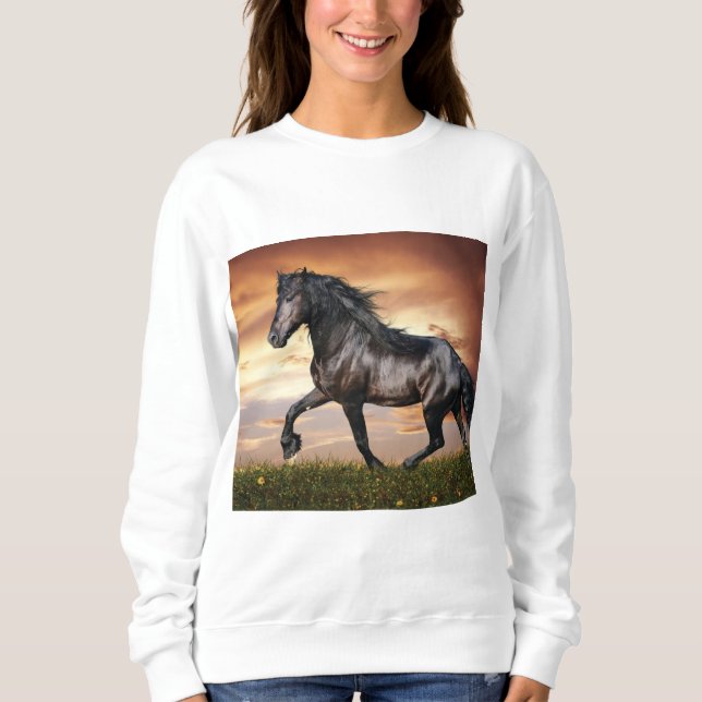 Sweatshirt Beau Cheval Noir (Devant)