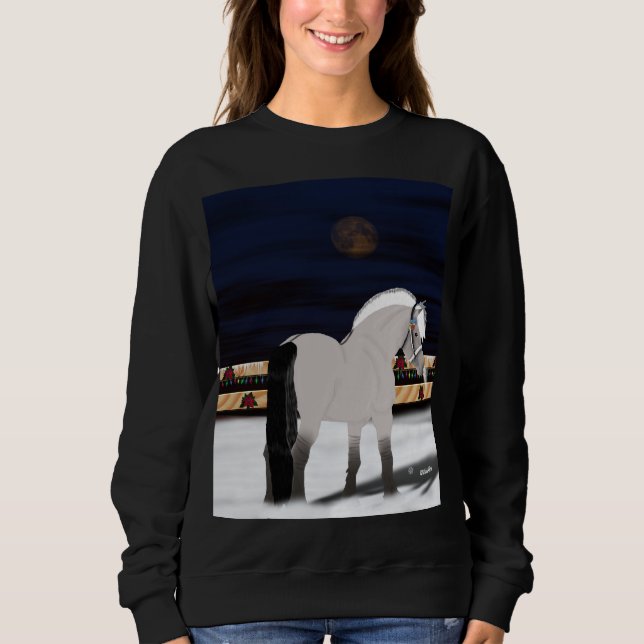 Sweatshirt Beau cheval norvégien de fjord dans la neige (Devant)