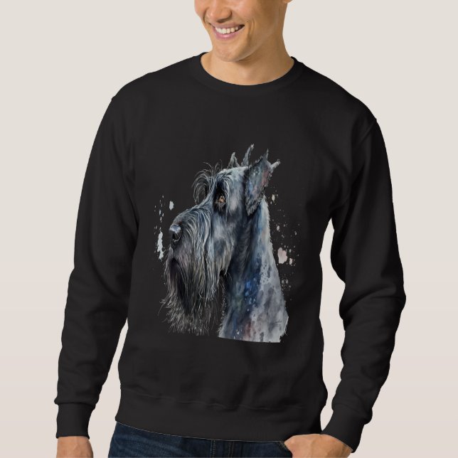 Sweatshirt Beautiful Watercolor Giant Schnauzer Portrait (Devant)
