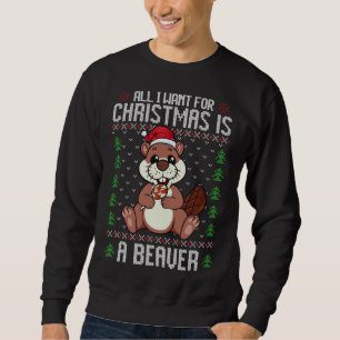 Sweatshirt Beaver de Noël Moins moche Noël Sweer Beave de Noë