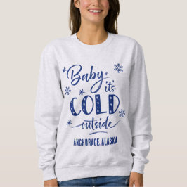 Sweatshirt Bébé Personnalisé Bleu C'est froid dehors vacances