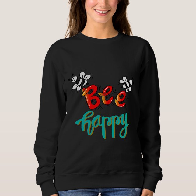 Sweatshirt Bee Happy Sauvez Les Abeilles Fleur Style Rétro (Devant)