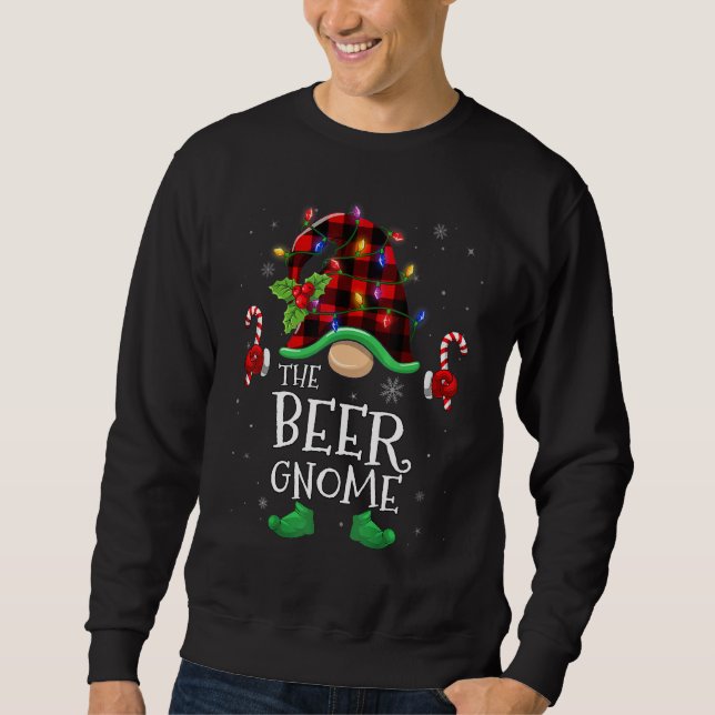 Sweatshirt Beer Gnome Buffalo Plaid Matching Family Christmas (Devant)